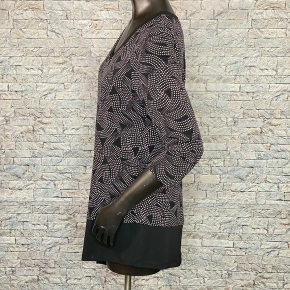 Susan Graver Tunic Style Top Asymmetrical Hem Womens Size Medium V Neckline - Picture 2 of 5